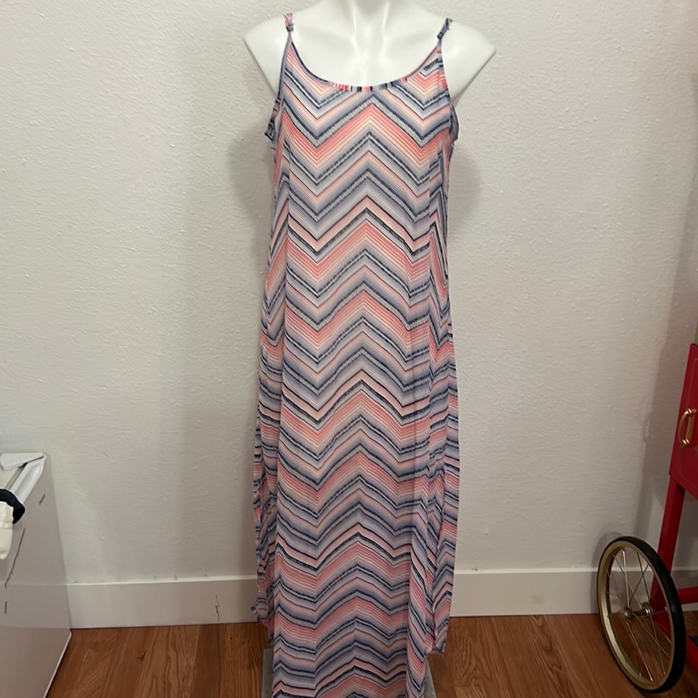 Rewind Pink Purple Lined Maxi Dress Sz L